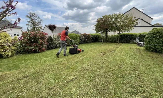 Scarification d’une pelouse dans le jardin d'un particulier à Saint-Quentin, Saint-Quentin, Avenir Vert